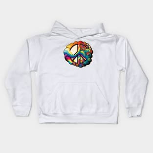 Groovy Psychedelic Peace Sign in Red Kids Hoodie